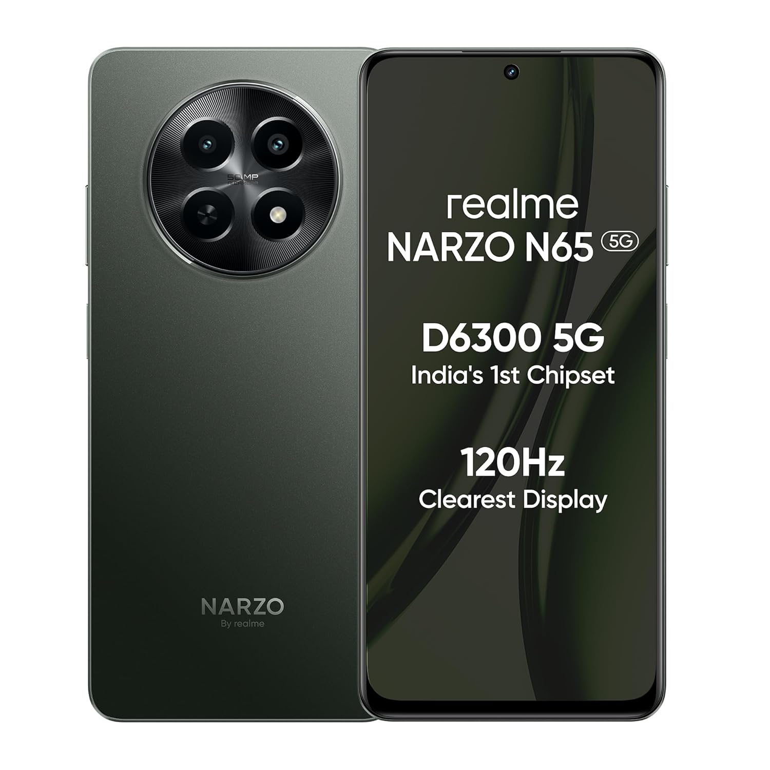 realme NARZO N65 5G - realme smartphone with 6.67" display, Dual: 50MP (f/1.8, PDAF) + 0.08MP (f/2.4, depth)