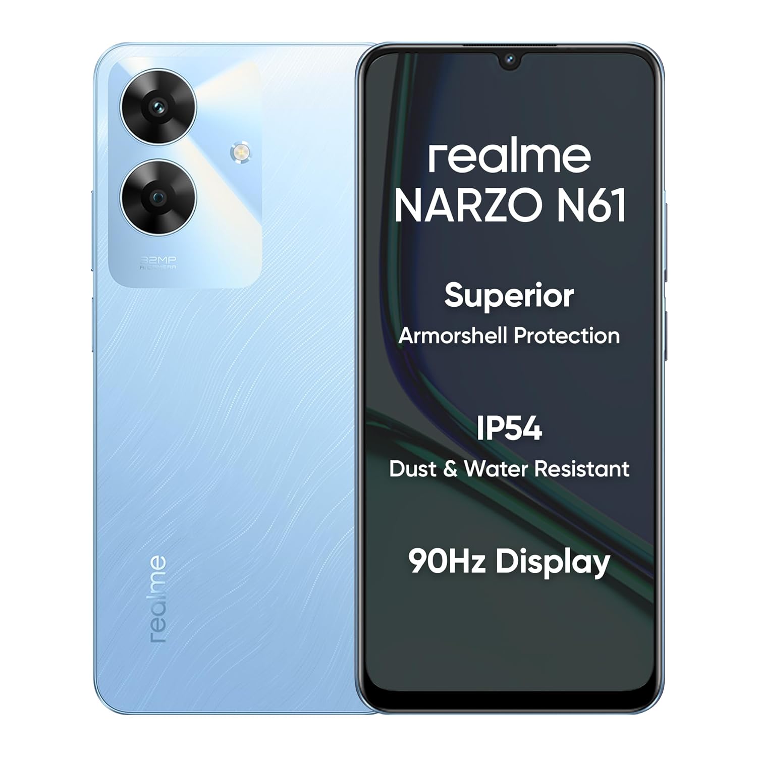 realme NARZO N61 - Realme smartphone with 6.74" display, 32MP rear camera